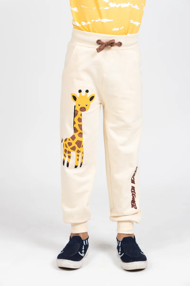 Safari Giraffe Jogger Pants on model